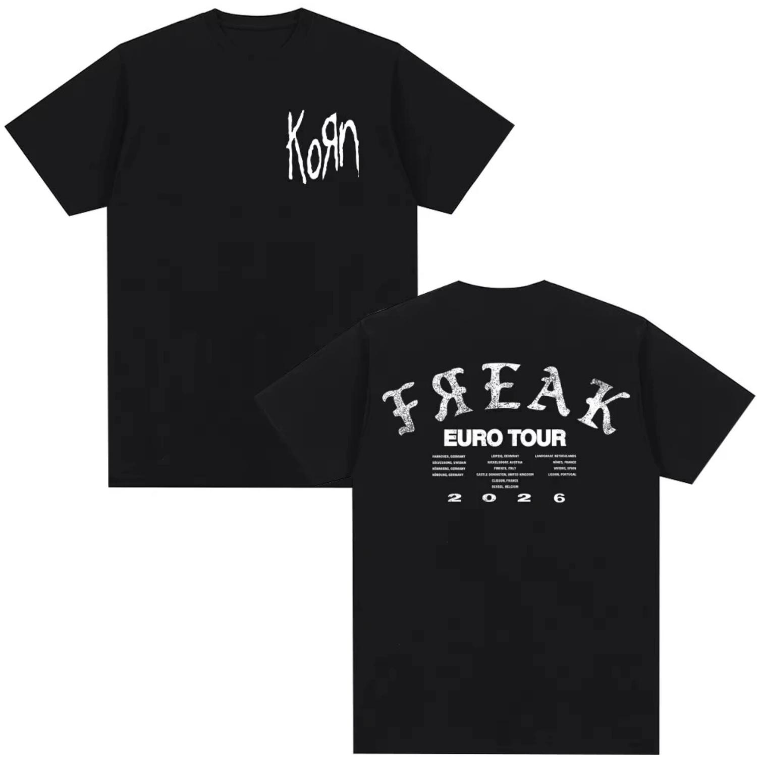 

Korn Tour 2026 Merch T Shirt Fan Gifts Metal Gothic Rock Band T Shirts Men Women Cotton Casual Oversized Short Sleeve T-shirt XXXXXL чорний