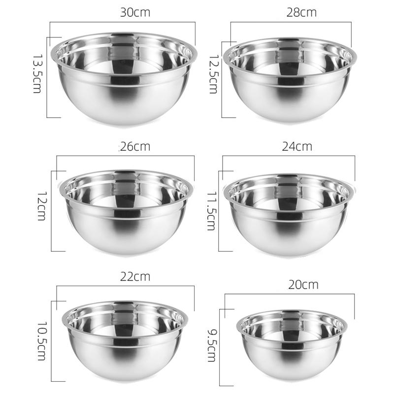 

Набор из 6 мисок для смешивания из нержавеющей стали, вложенные друг в друга миски для экономии места при хранении, салатница для кухни, для приготовления пищи, выпечки и хранения продуктов