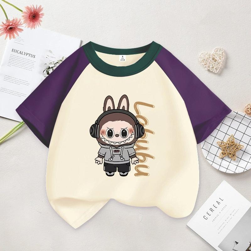 Kreslená grafika Dětská Dámská LABUBU Potištěné Tričko Léto Dámská Móda Dívčí Tričko s Krátkým Rukávem Top Pulovr Oblečení