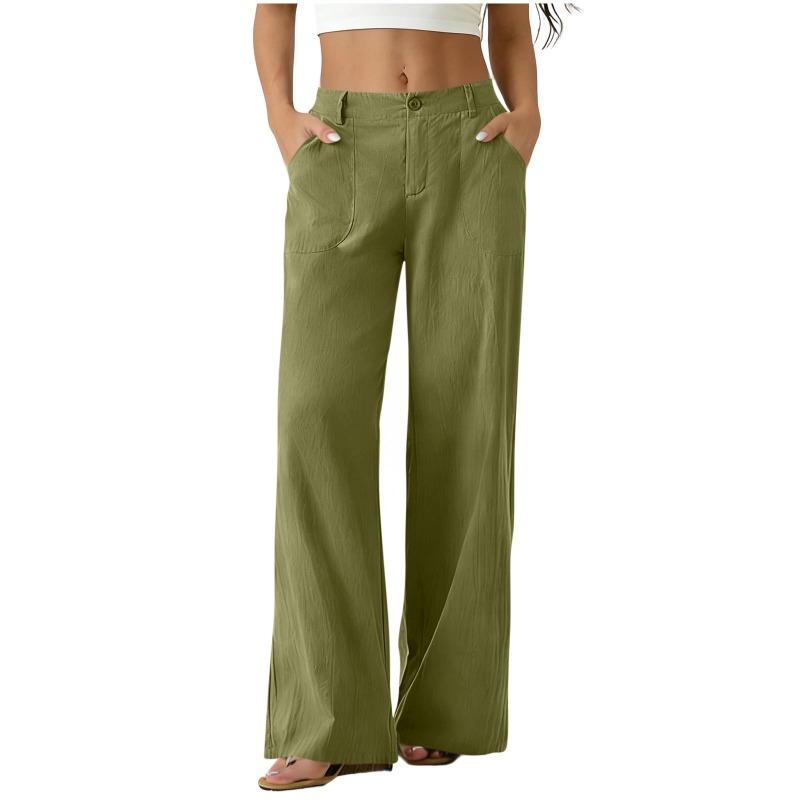 IHUASU Women's Fashion Casual Solid Color Print Pants & Capris