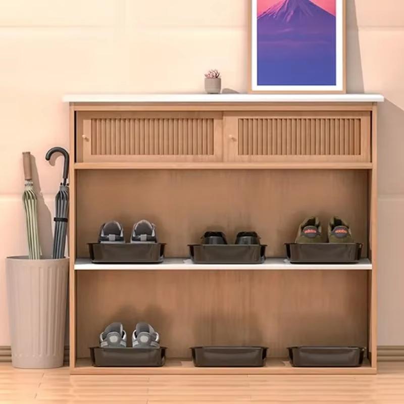 1/2/4pcs Portable Shoe Storage Tray Plastic Durable Shoe Storage Container Car Interior Shoe Storage Box Vehicle Organizer