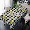 Summer Lemon Black Buffalo Plaid Tablecloth for Table Decoration Farmhouse Floral Kitchen Dining Table Cloth Holiday Party Decor