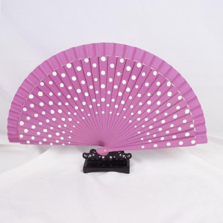 Flamenco Spanish Hand Fan Vintage Dots Pattern 23cm Elegant Wood Folding Fan for Dancing Performances Party Decoration