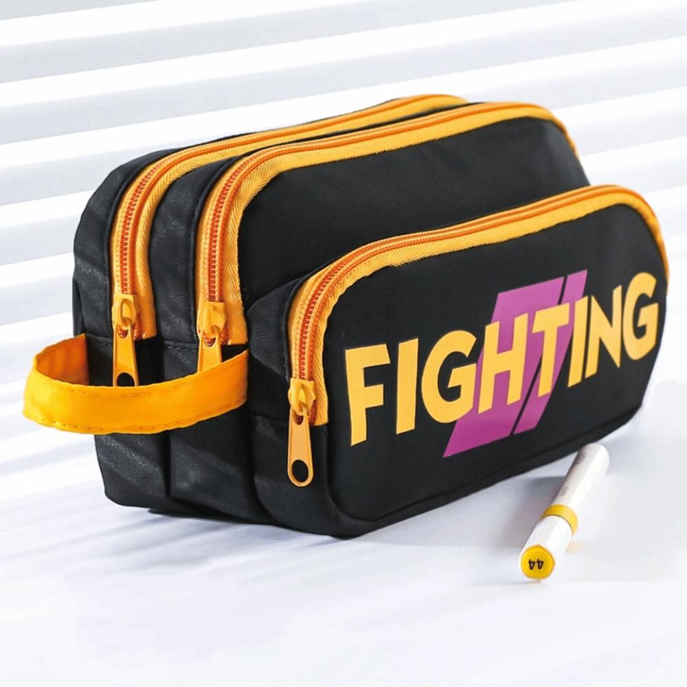 Zipper English Letter Pencil Bag Multi-layered Pen Pencil Case Stationery Storage Bag  Student