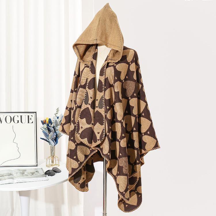 Knitted Split Shawl Thermal Hooded Cape Cape Knitted Shawl Women