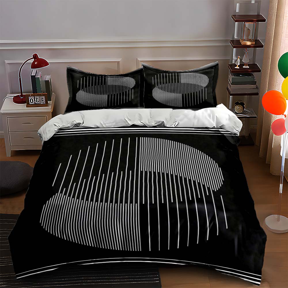 

Striped abstract semicircles Bedding Duvet cover sets Duvet covers Pillowcases gifts (1 * Duvet Cover 2 * Pillowcases, without duvet insert) 135x200cm