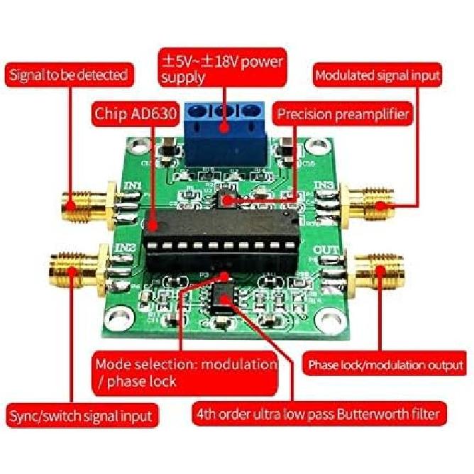 Taidacent Lock-in Amplifier AD630 Module Minimum System Phase Sensitive Detection Weak Signal Conditioning Balanced Modulation