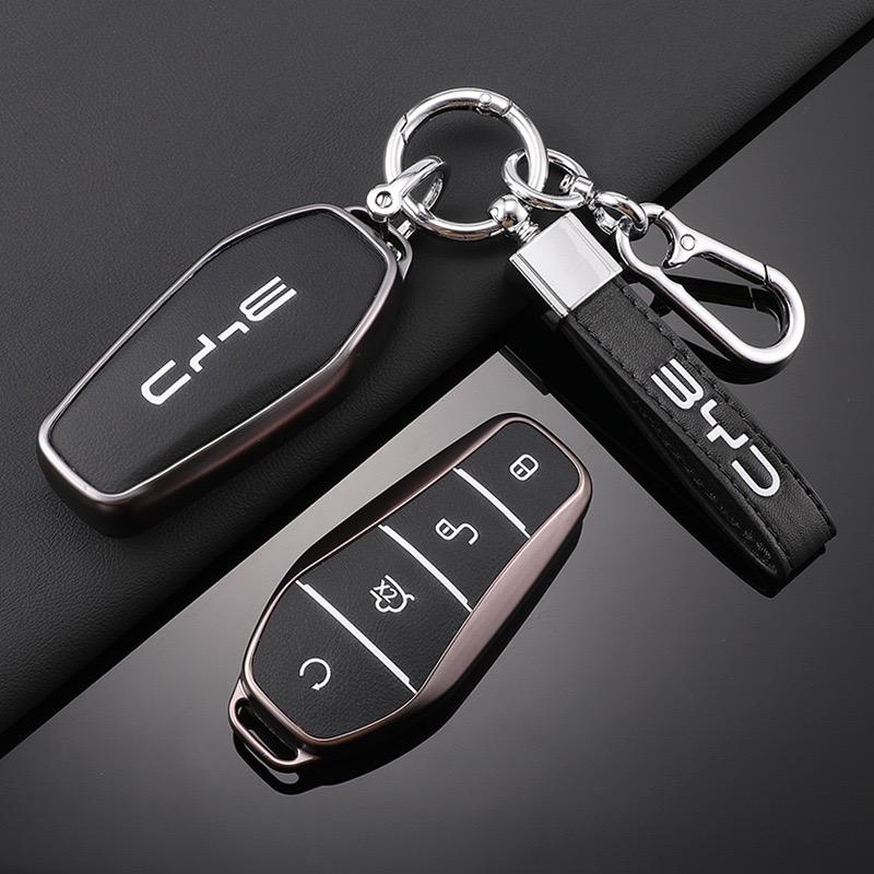 Car Key Case Cover Full Alloy Shell Keyring Pendant For BYD Atto 3 Han EV Dolphin Durable Second Song Pro Tang DmI QIn PLUS Yuan