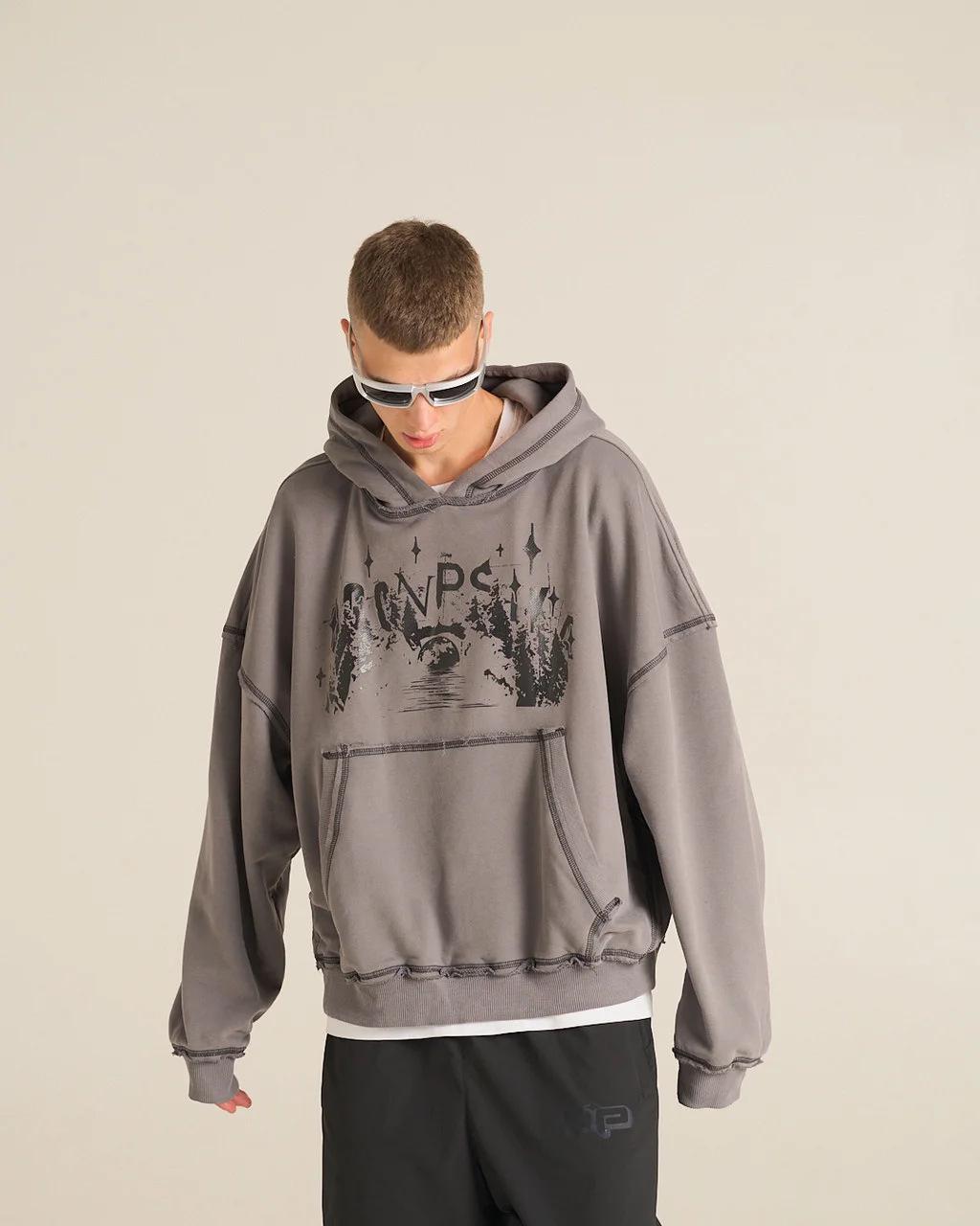 

2025 Punk Streetwear Hooded Pullover: Unisex Autumn/Winter Sweatshirt with Graphic Print L