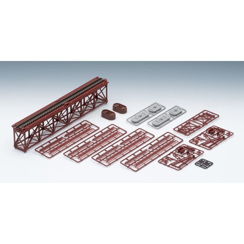 TOMIX N Gauge Upper Deck Single-Track Truss Bridge S280 (F) Red (with 2 Brick Piers) 3266 Model Train Supplies