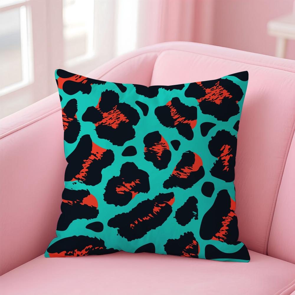 leopard print texture Cushion Cover Pillow Case Soft Friendly Fabric Concealed Zipper