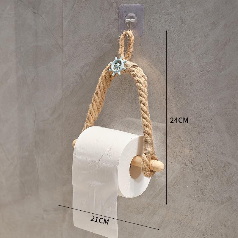Mediterranean Hand-woven Japanese-style Roll Paper Rack Toilet Punch-free Toilet Tissue Holder Toilet Paper Rack Rack