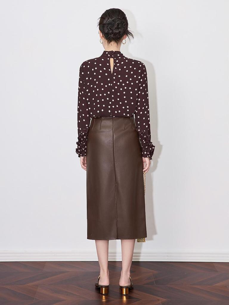 Elegant French Polka Dot Chiffon Bow Shirt - Early Spring Style