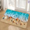 Ocean Waves Beach Shells Floor Mat Flannel Door Mat Non-Slip Washable Foam Entryway Rug for Bathroom Bedroom Entryway