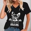 Frenchie Mother Female V-neck French Bulldog Graphic Tee Animal Lover Shirt French Bulldog Dog Owner Gift Idea T-shirt Women