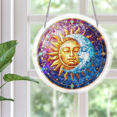 Sonnenfänger Puzzle Acryl Sonnenfänger Langlebiges Klares Acryl Bunte Muster Fensterdekoration für Türen Garten
