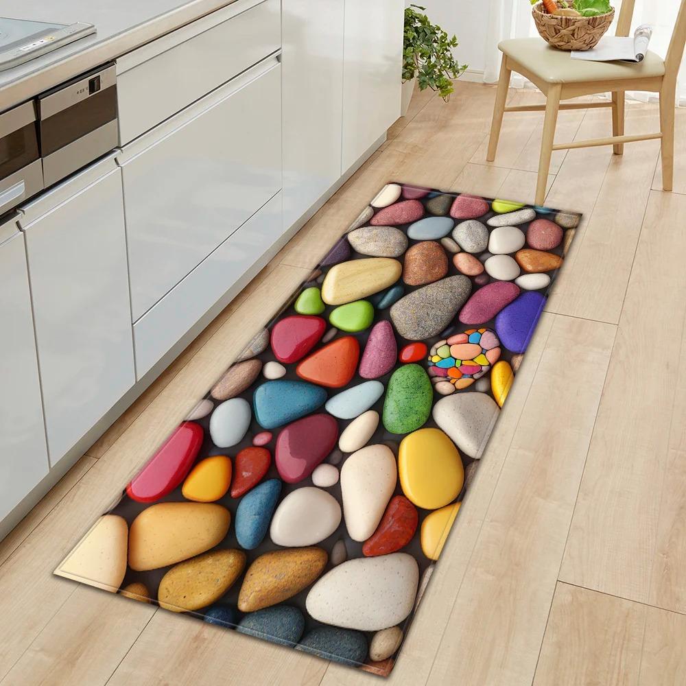Colorful Pebble Pattern Non Slip Kitchen Floor Mat Waterproof Door Mat for Home Decor