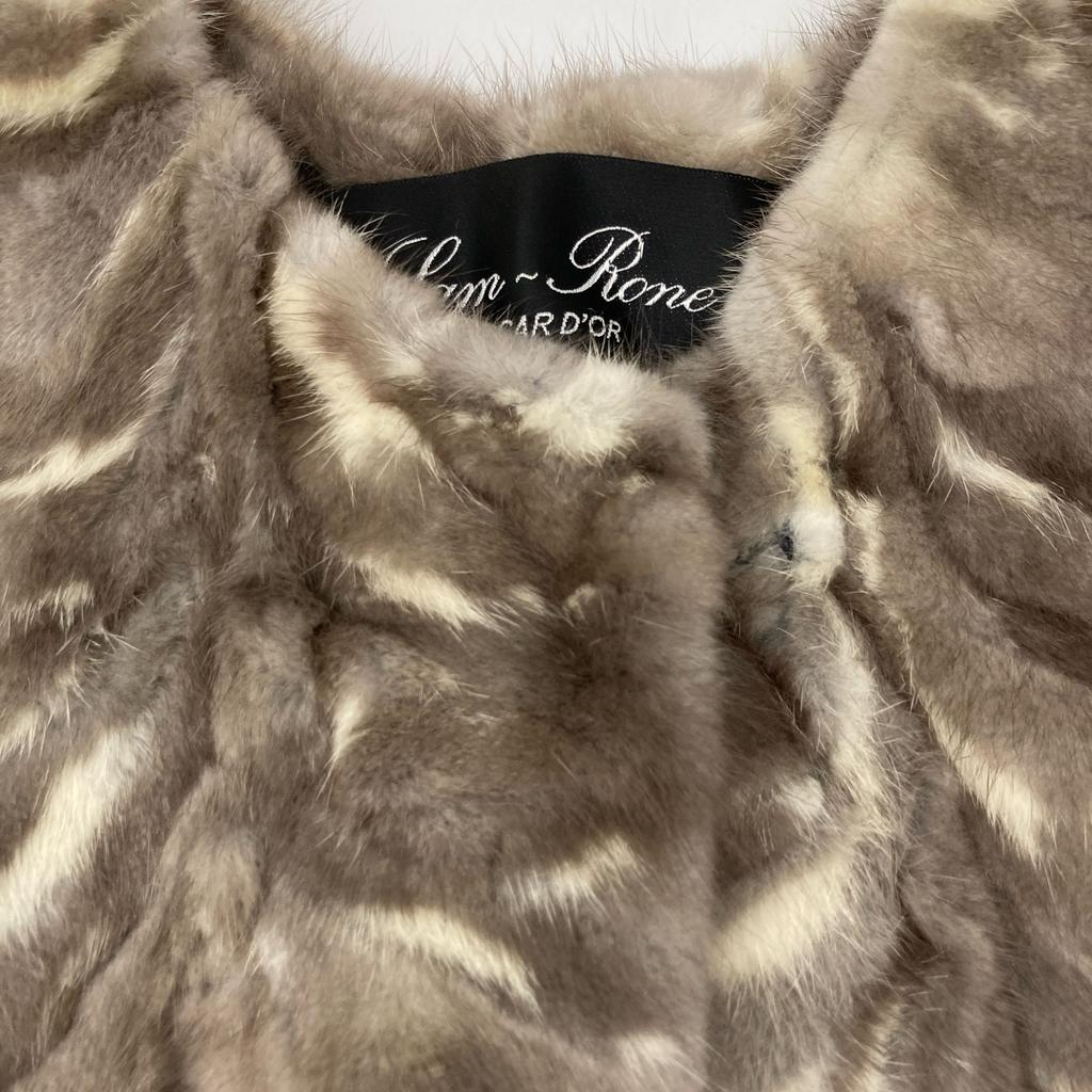 SAM-RONE [Beautiful] Mink fur short Jacket 36 BrownUsed