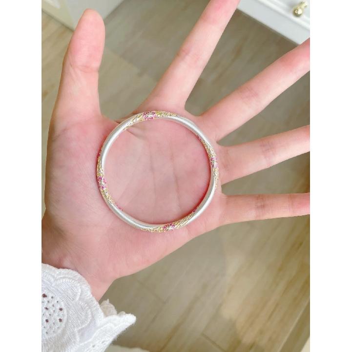 New Popular Wangshuhe Gold-painted Bracelet In Blue, Pink, and Purple, New Chinese-style Enamel Bracelet for Women, Closed Bangle