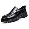 British dress casual men's platform casual wedding groom leather shoes low-top trendy men's shoes 2025