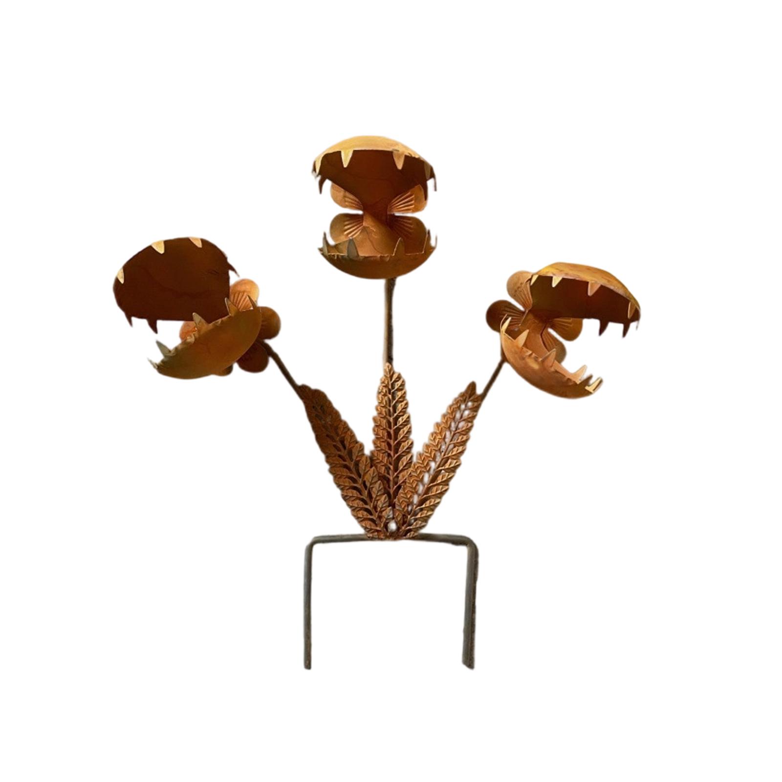 25CM Metal Carnivorous Plant Sculpture Garden Stake Decorative Flower Stand for Outdoor Yard Lawn Patio Art Display One Size
