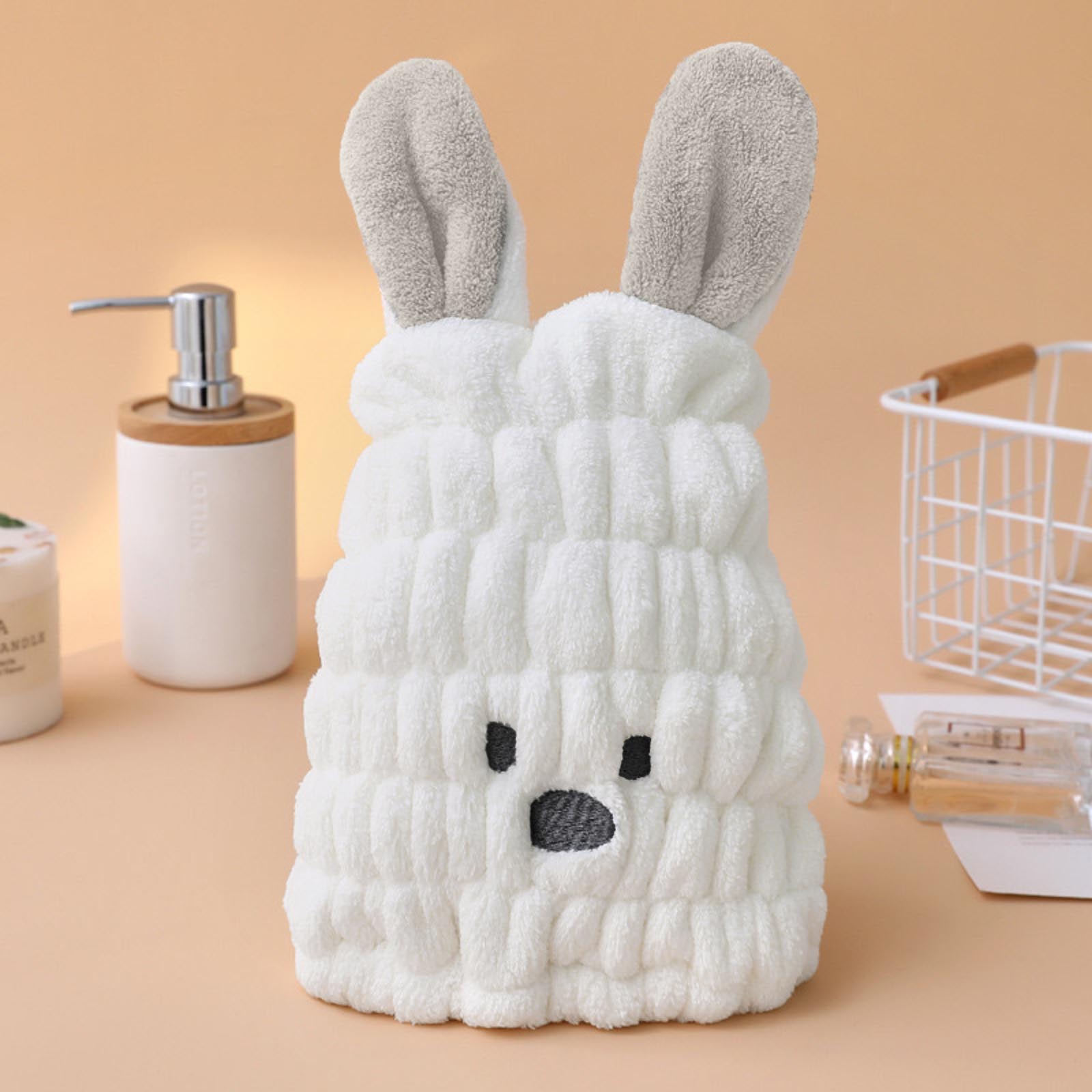 

Сухая шапочка для волос, впитывающая, быстросохнущая, повязка на голову, полотенце для вытирания волос, утолщенная шапочка для душа с рисунком из мультфильма One Size белый