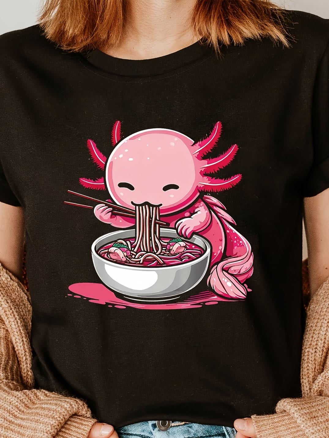 Cute Axolotl Eating Ramen T-shirt M