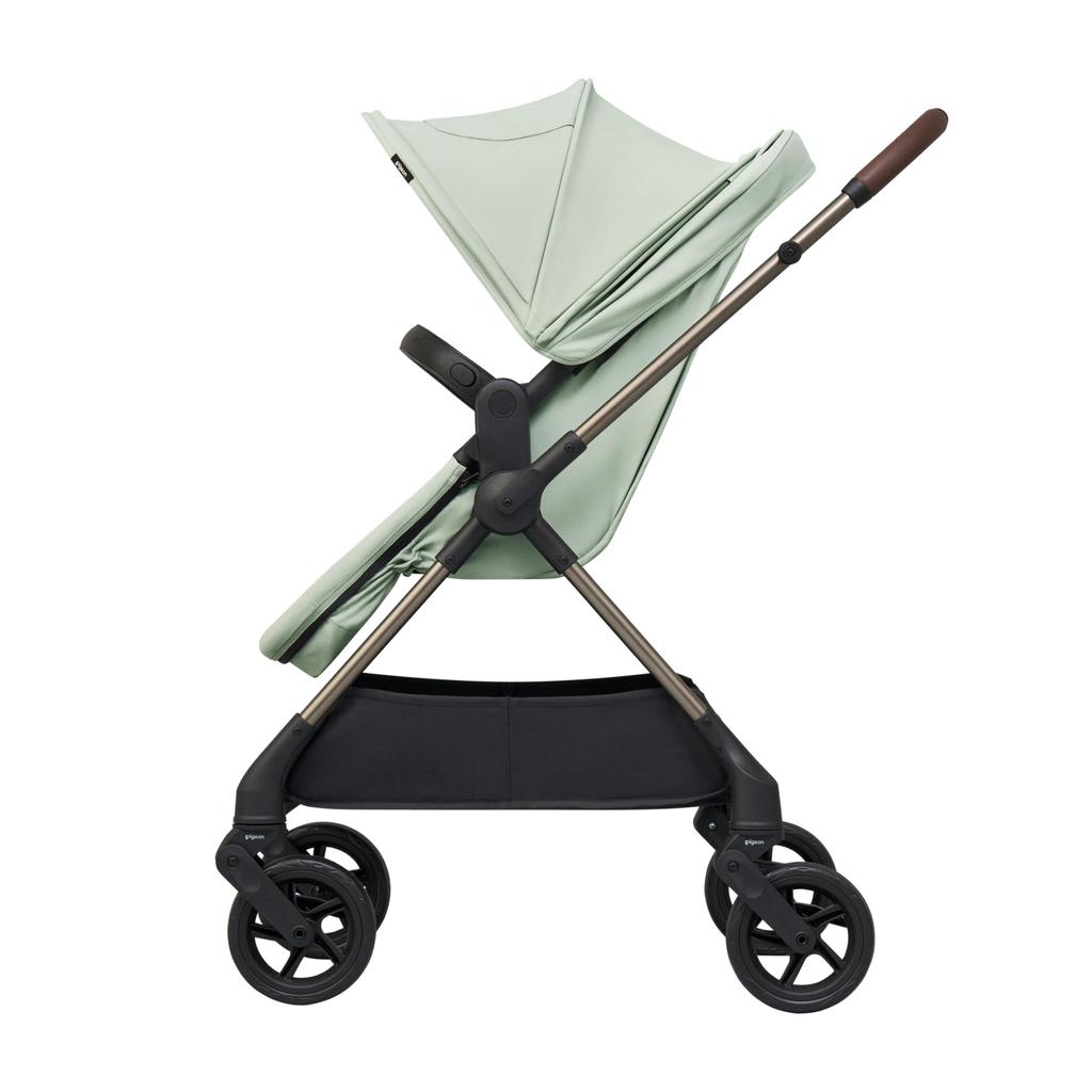 Pigeon EPA Double-Facing Stroller, 180-Degree Full-Flat for Bed-Like Sleeping, Light Green, with Chair Mode Switch [30-Day Trial]