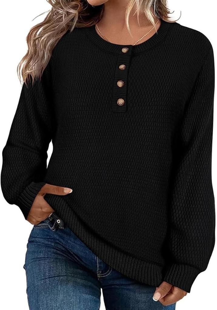 European Cross 2026 Autumn/Winter Solid Color Long Sleeve Round Neck Pullover Knit Sweater for Women
