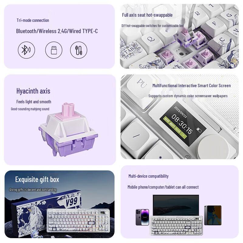 Qianxingzhe V82Pro RGB Tri-Mode Hot-Swap Mechanical Keyboard