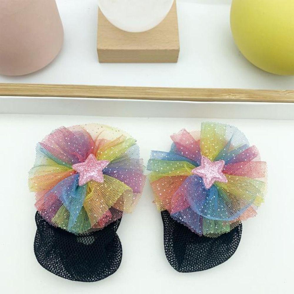 2PCS Spring Clip Ballet Hair Net Fashion Headdress Korean Bun Snood Girls Elastic Hair Net  Kids
