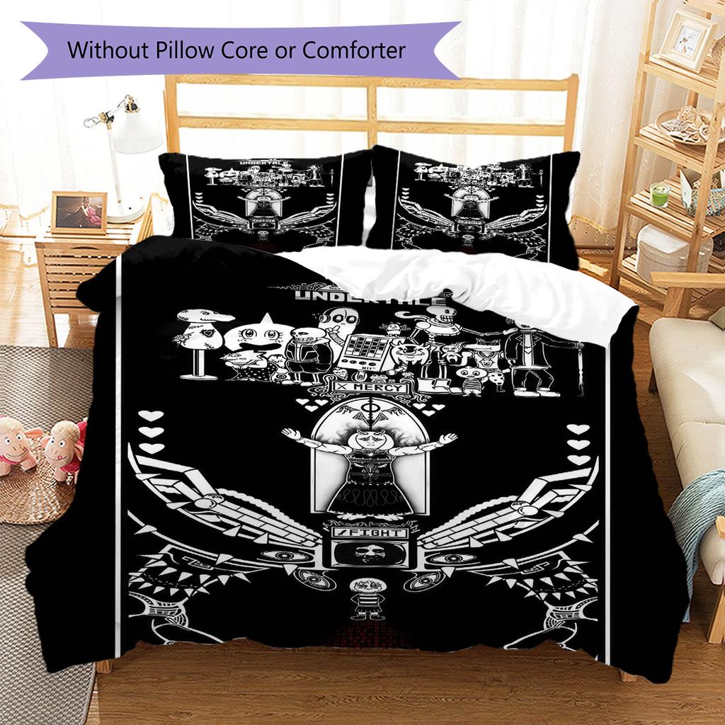 Deltarune Dark Tale Bedding Quilt Set Quilt Cover Pillowcase Home Decoration Birthday Gift (1 * Duvet Cover + 2 * Pillowcase, Without Core)