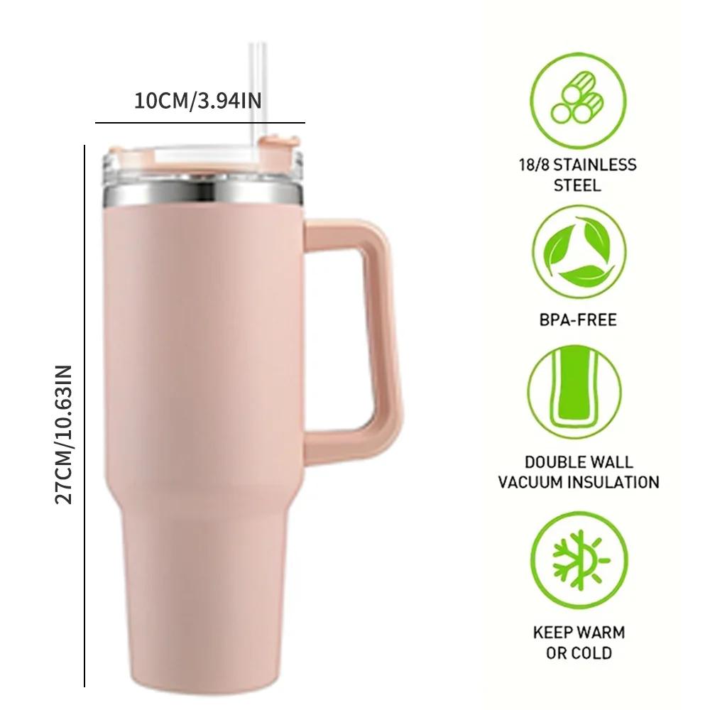 40oz Becher Vakuumisoliert Thermoskanne Kundenspezifischer Reisebecher Edelstahl Wasserflasche Kaffeetassen mit Henkel Outdoor Trinkgeschirr