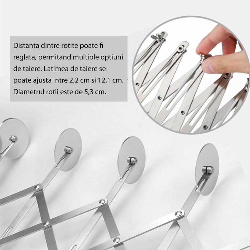 SUPER TRENDS 5-Wheel Professional Retractable Cutter, Stainless Steel Dough Cutter for Cookies, Ravioli and Pastry, Silver, 24.8x5.2x5.3 Cm