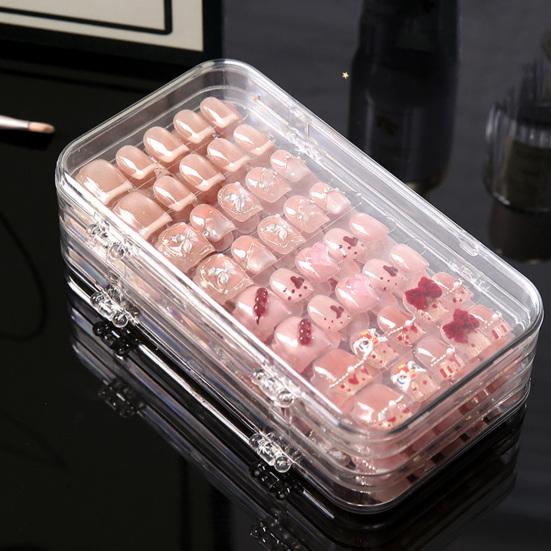 Clear on Large Nail Storage Box Press Capacity Plastic Display Case