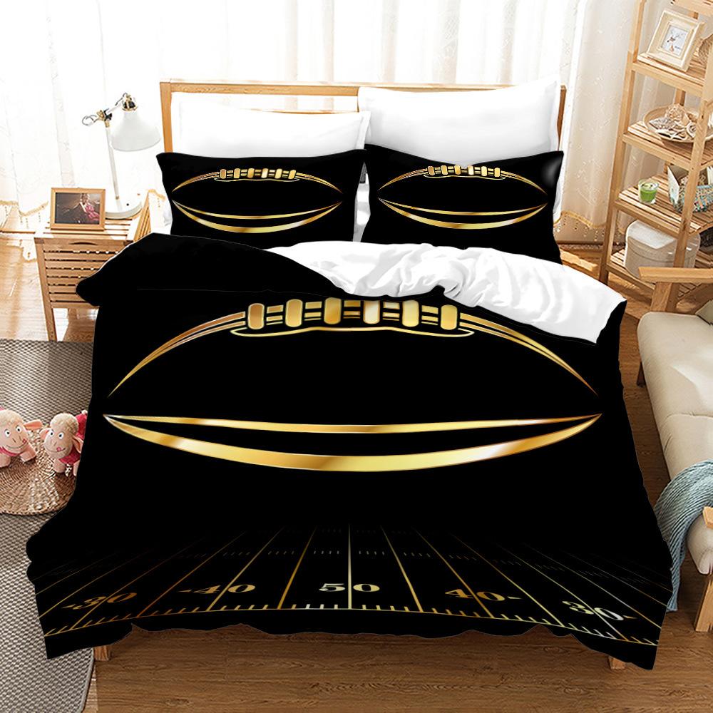 3D American Football King Queen Duvet Cover Ball Sports Bedding Set For Kids Teens Boy Sport Fans 2/3pcs Polyester Quilt Cover