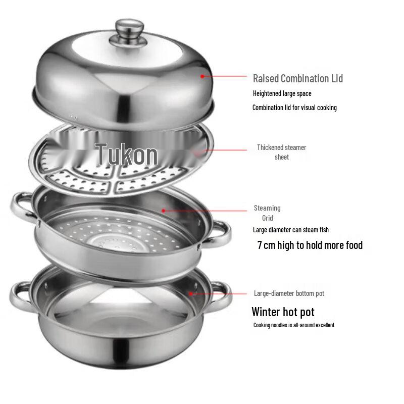 3-Layer Stainless Steel Steamer Hot Pot