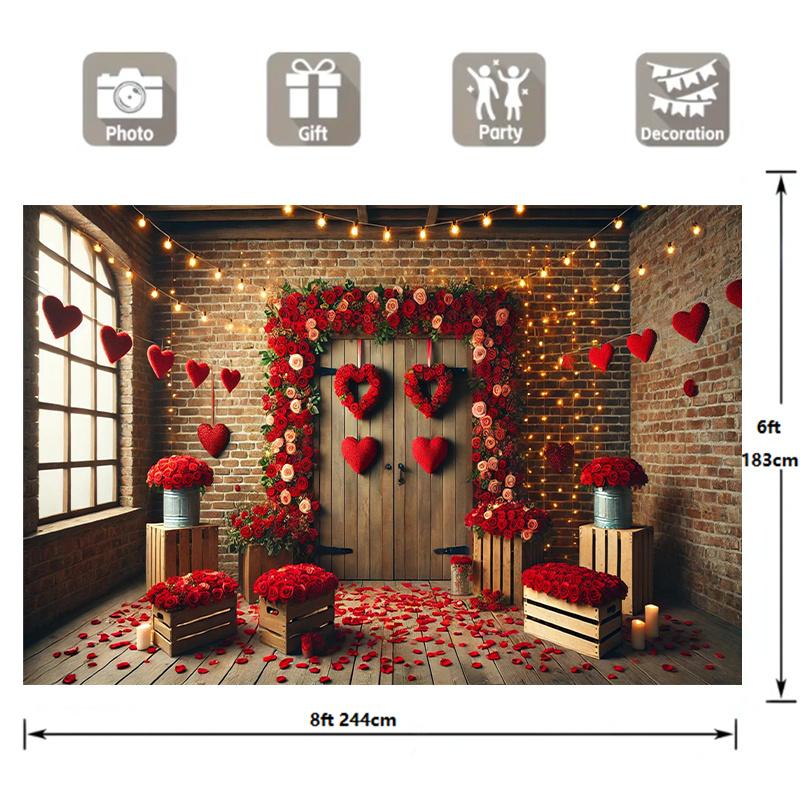 1 romantic floral Valentine's Day banner, suitable for holiday photography backgrounds at parties and weddings