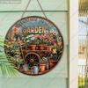 Welcome To My Garden Floral Round Wooden Hanging Sign, 2D Flat Wooden Garden Front Door Decor