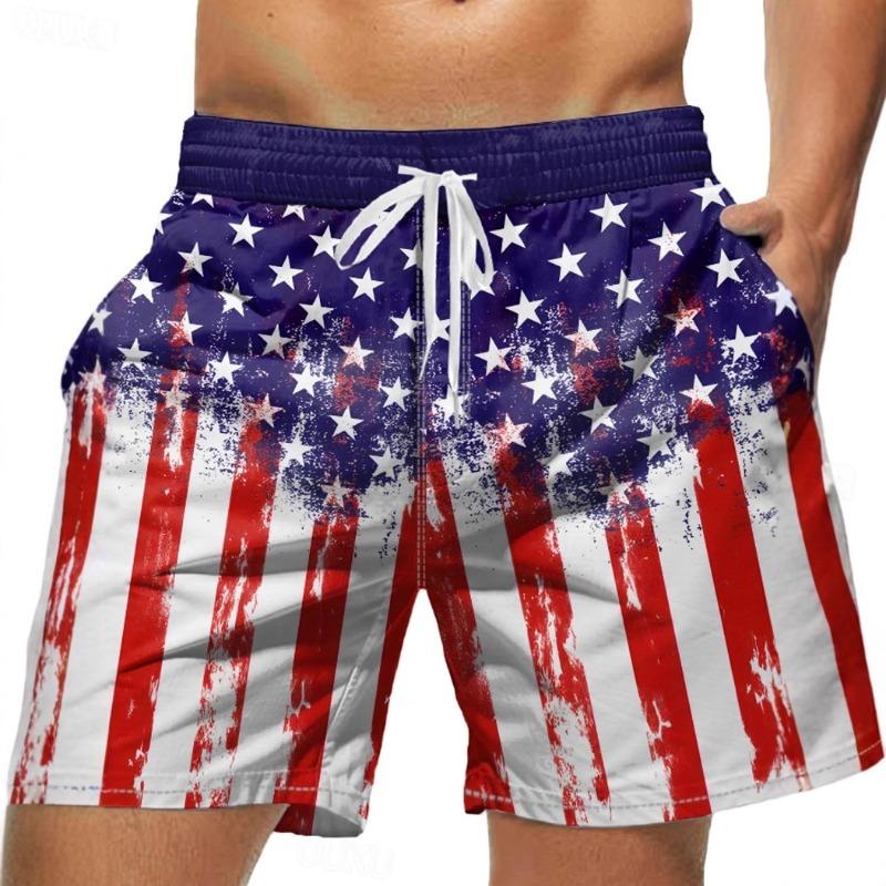 New Independence Day D Printed Casual Breathable Men's Beach Pants Breathable and Comfortable