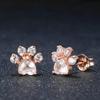Rose Gold Zircon Cat Paw Earrings: Cute, Unique Design