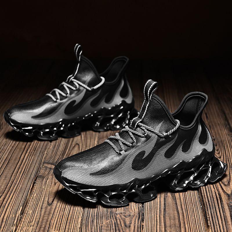 Men's Shoes Tide Men's Waterproof Leather Sneakers Shock Absorption Heightened Casual Shoes Men's Student Shoes