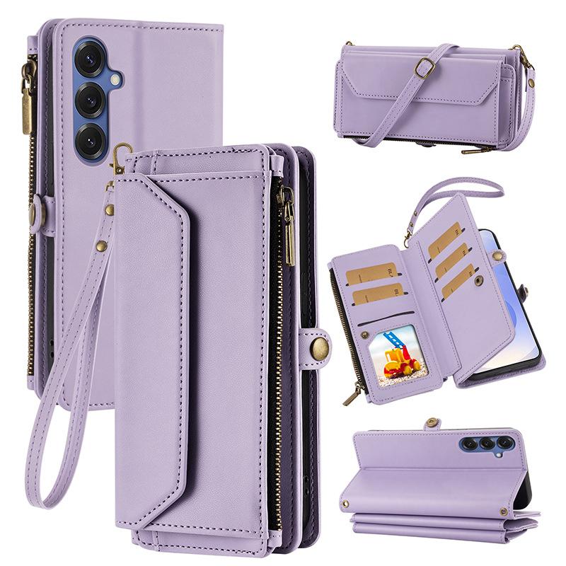 Multifunctional Leather Case Zipper Wallet Card Case Leather Case Flip Samsung iPhone Case