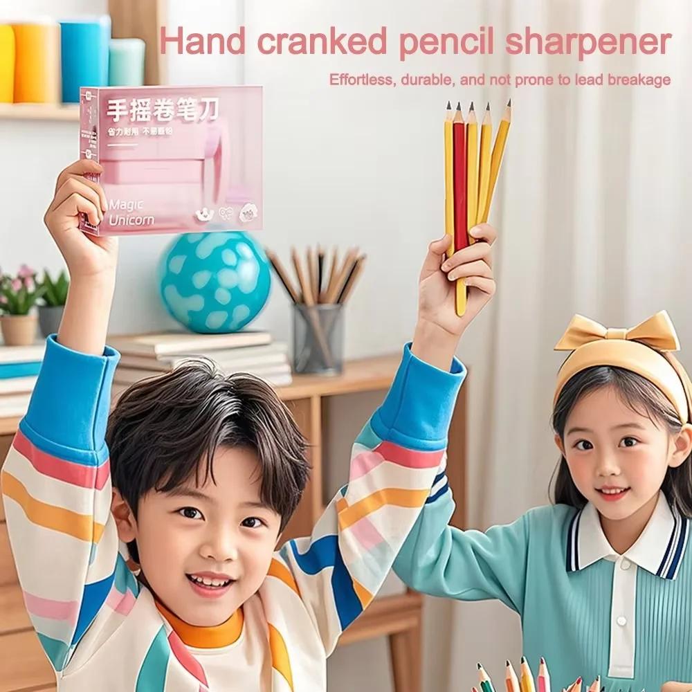 Macaron Colored Pencil Sharpener Student Hand-Crank Pencil Sharpener Large Diameter Drawing Stationery Cute School Supplies