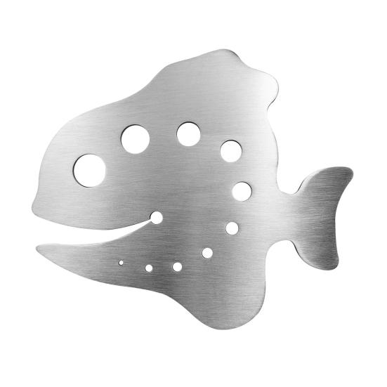 

Инструмент для чистки листьев из нержавеющей стали, 11 отверстий, в форме рыбы, кухонный гаджет для листовой капусты, мангольда, тимьяна, кинзы, свеклы A