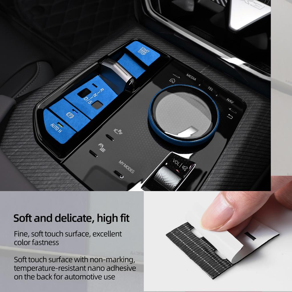 For BMW X3 G45 G48 2025- Made of Alcantara Center Console Gear Shift Button Trim Sticker Tuning Car Interior Decor Accessories