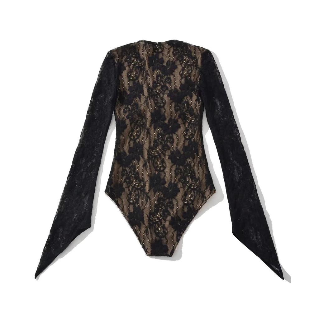 Spicy Girl Spitze Patchwork V-Ausschnitt Body – Stilvoller & Sexy Jumpsuit