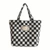 Chic Vintage Plaid Checkered Tote Lunch Bag For Moms Stylish Insulated Carrier