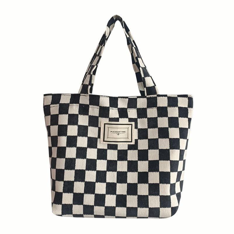 Chic Vintage Plaid Checkered Tote Lunch Bag For Moms Stylish Insulated Carrier