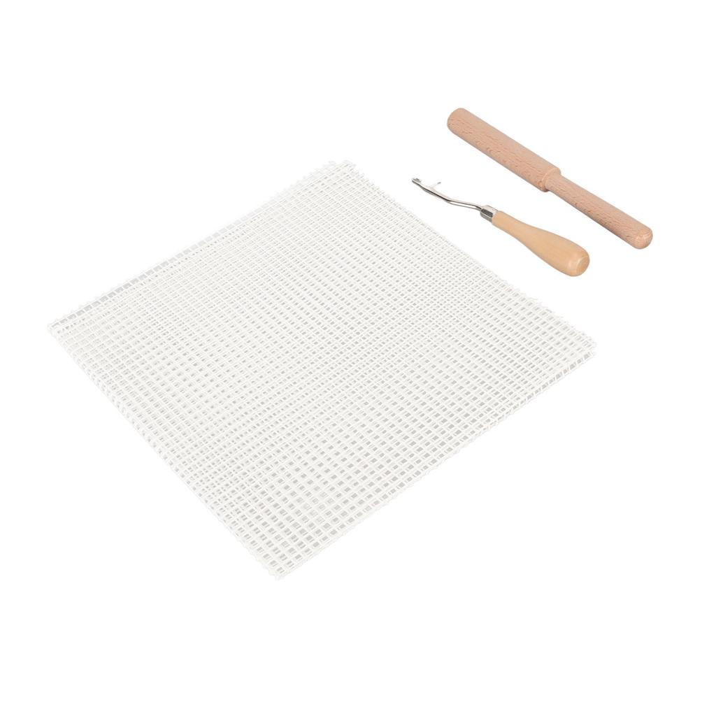 Latch Hook Tool Kit Blank Rug Hooking Mesh Canvas Wood Handle Crochet Hook for Carpet Tapestry